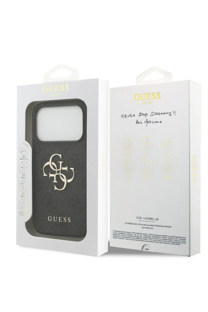 GUESS iPhone 17 Pro Case PU Leather With Big 4G & Classic Logo / Ultra Slim / lightweight design / Easy Installation - Black