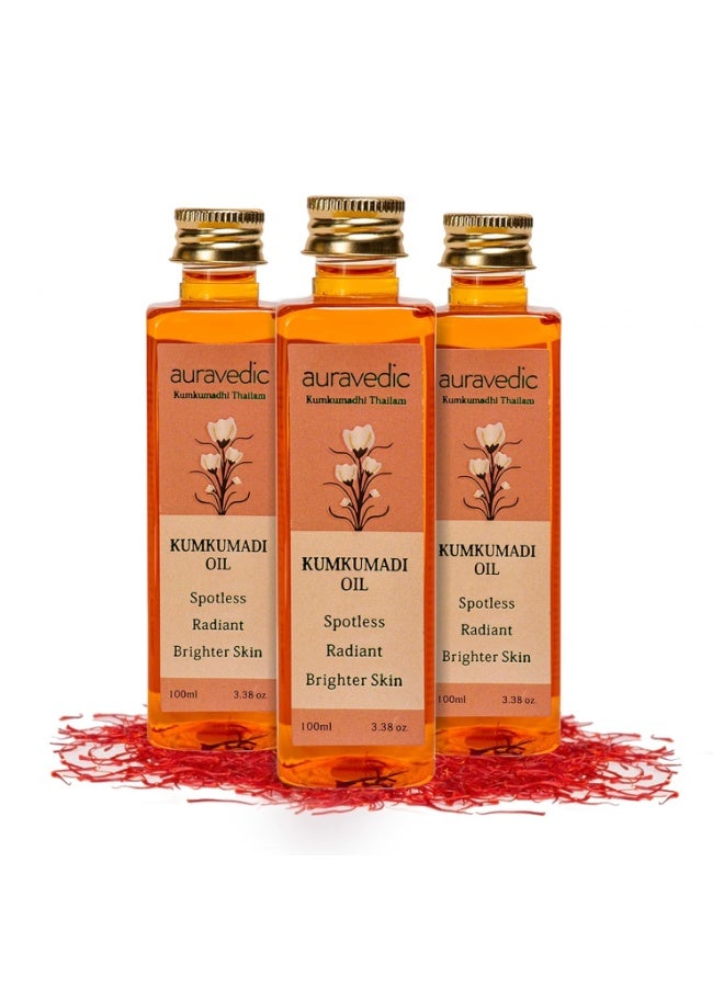 Auravedic Kumkumadi Oil ,For Face 100 Ml, Pack of 3 - Image 1
