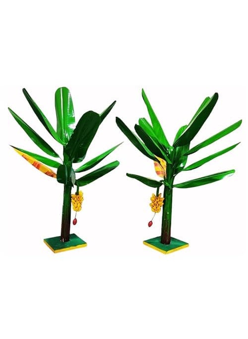 Generic Artificial Banana Tree for Pooja Metal Banana Trees for Decoration Banana Tree with Leaves Set of 2 pcs for Pooja Decoration 24 Inches 