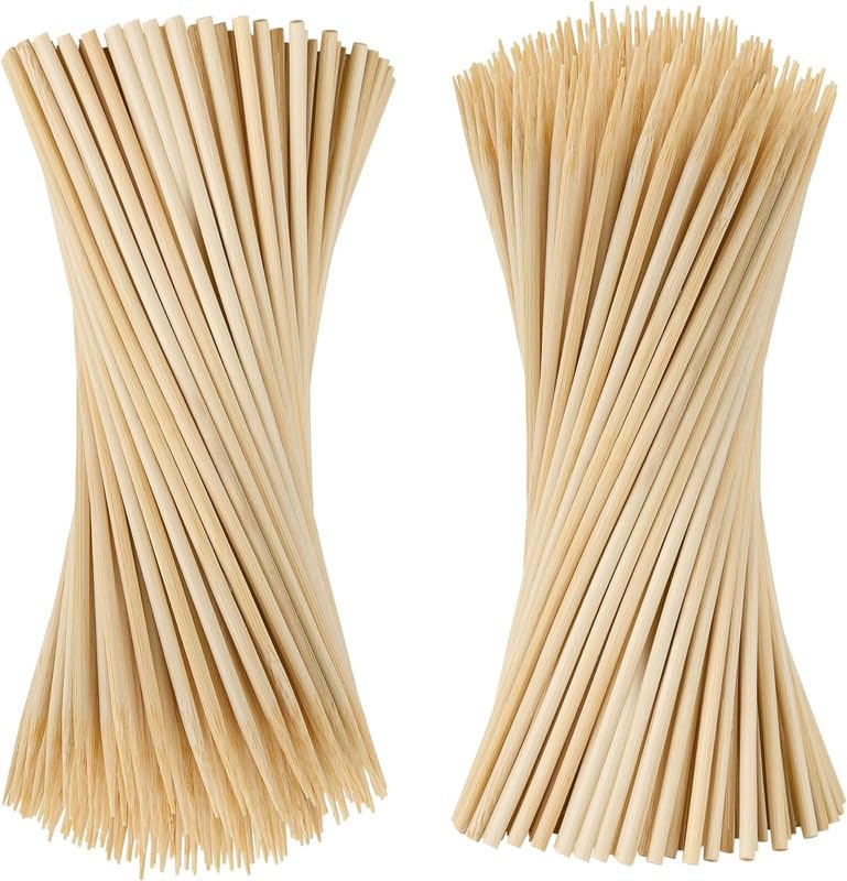 Bague Bamboo Sticks Skewer Natural (2.5 MM, 4 INCHES, Pack of 50), Natural Wooden Barbecue Kabob Skewers, Best for Grill, BBQ, Kebab, Marshmallow Roasting or Fruit Sticks Cocktails - Image 1