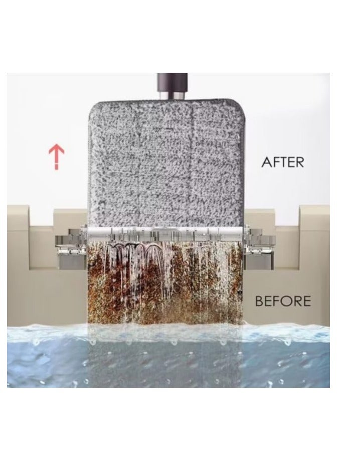 Self Cleaning Heavy Duty Flat Mop and Bucket Set - 2 in 1 Wet & Dry Mop with Dual Chamber Wringer, 360 Degree Flexible Mop Head, Reusable Pad for All Floor Types (Light Blue) - Image 2