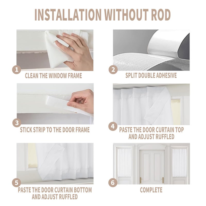 Vatge Door Curatins For Doorway - Sidelight Drapery Panel For French Door  50% Sunlight Blocking Curtains For Front Door  1 Panel  W12 X L72  Pure White - Image 3