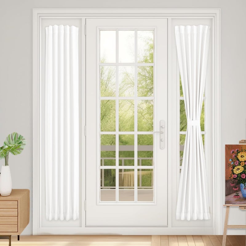 Vatge Door Curatins For Doorway - Sidelight Drapery Panel For French Door  50% Sunlight Blocking Curtains For Front Door  1 Panel  W12 X L72  Pure White - Image 1