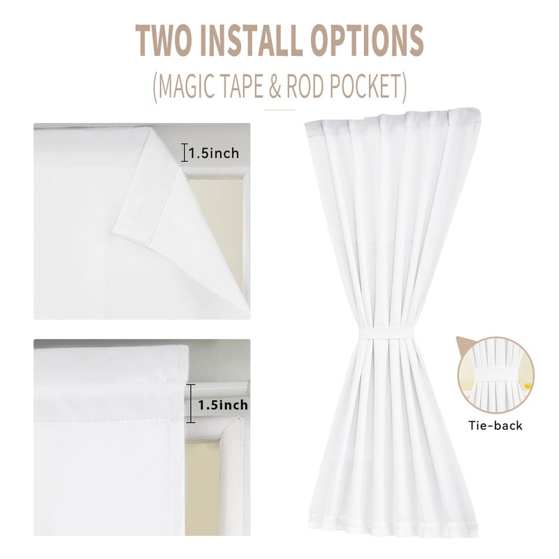 Vatge Door Curatins For Doorway - Sidelight Drapery Panel For French Door  50% Sunlight Blocking Curtains For Front Door  1 Panel  W12 X L72  Pure White - Image 2