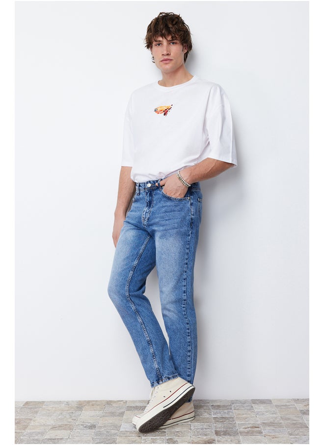 trendyol - بنطال جينز مريح باللون الأزرق TMNAW21JE0286 - Image 1