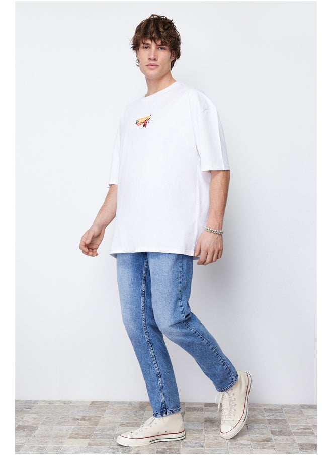 trendyol - بنطال جينز مريح باللون الأزرق TMNAW21JE0286 - Image 1