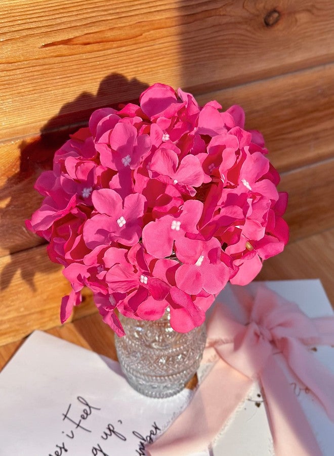 DuHouse 8.7" Silk Hydrangea Flower Heads with Stems Fake Hydrangeas Flowers for DIY Wedding Centerpiece Home Decor,Pack of 6(Fuchsia) - Image 5