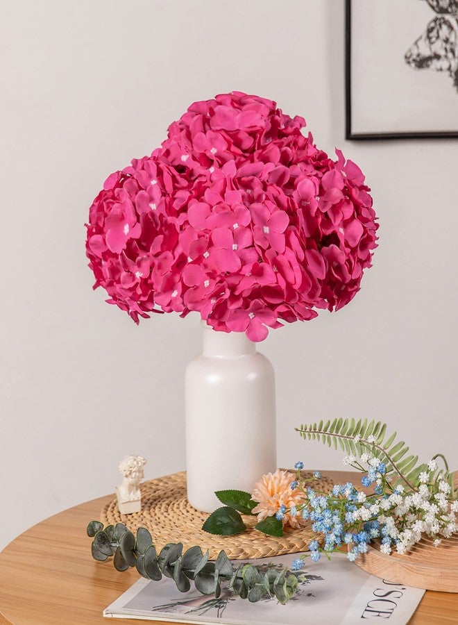 DuHouse 8.7" Silk Hydrangea Flower Heads with Stems Fake Hydrangeas Flowers for DIY Wedding Centerpiece Home Decor,Pack of 6(Fuchsia) - Image 3