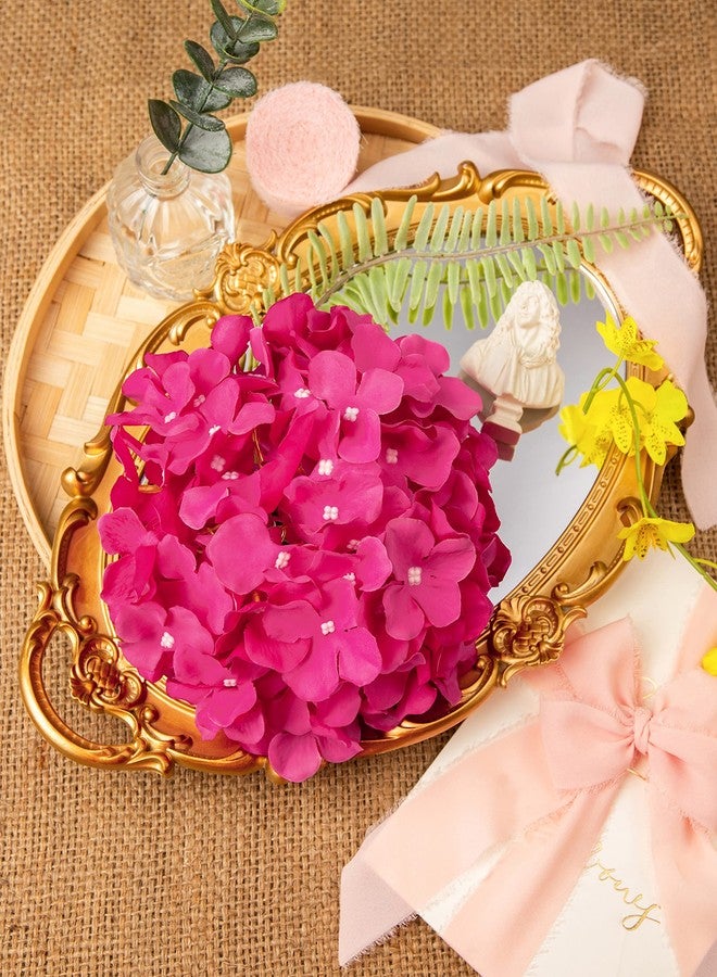 DuHouse 8.7" Silk Hydrangea Flower Heads with Stems Fake Hydrangeas Flowers for DIY Wedding Centerpiece Home Decor,Pack of 6(Fuchsia) - Image 4