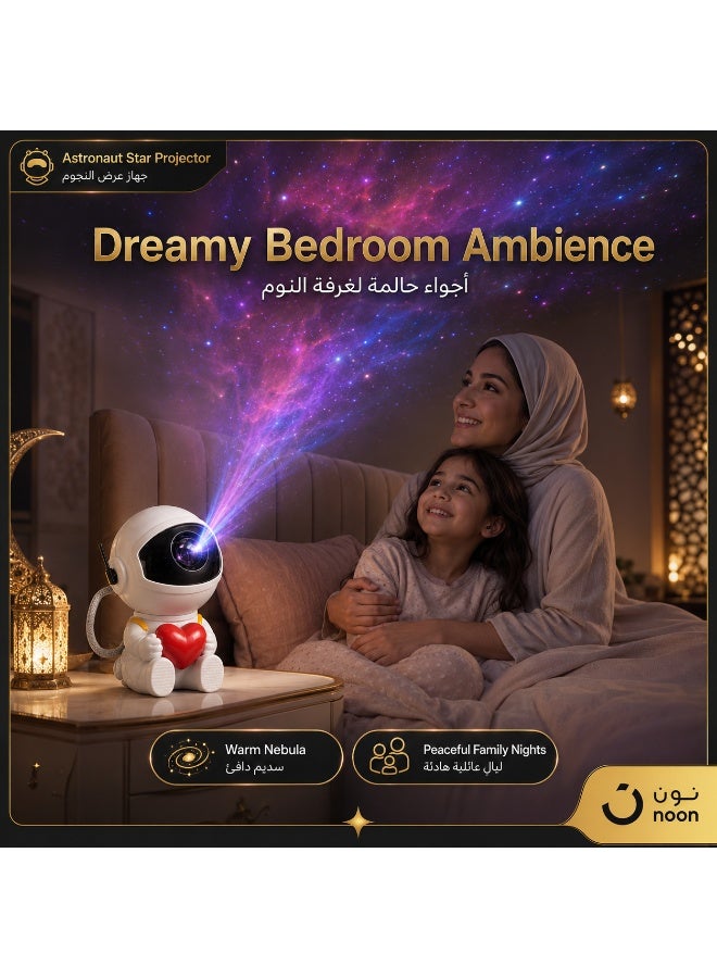 Lahoon Astronaut Star Projector Nebula Galaxy Projector Night Light 360°Rotation Magnetic Head Nebula Lamp For Bedroom Kids Room Ceiling Room Decoration White 88mm*82mm*127mm - Image 2