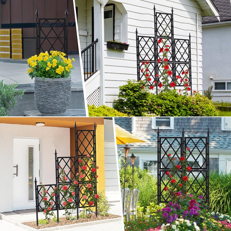 ParseBio 5.25FT Garden Trellis for Climbing Plants Outdoor, Black Iron Pipe Support Fence,Metal Wall Lattice Climbing Frame for Potted Plants Indoor for Ivy Vines Vegetable Flower, Patio, Lawn, Yard, Backyard - Image 5