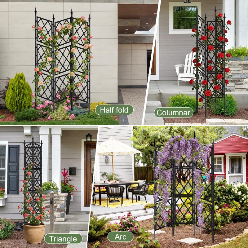 ParseBio 5.25FT Garden Trellis for Climbing Plants Outdoor, Black Iron Pipe Support Fence,Metal Wall Lattice Climbing Frame for Potted Plants Indoor for Ivy Vines Vegetable Flower, Patio, Lawn, Yard, Backyard - Image 4