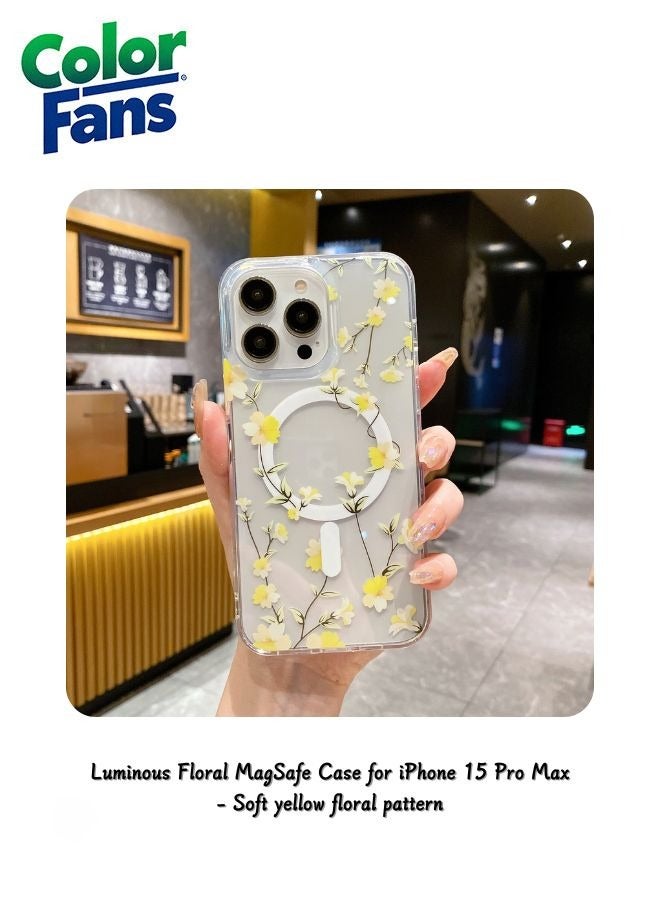 كولور فانس غطاء حماية ماجسيف بالزهور المضيئة لهاتف أيفون 15 برو ماكس - Image 1