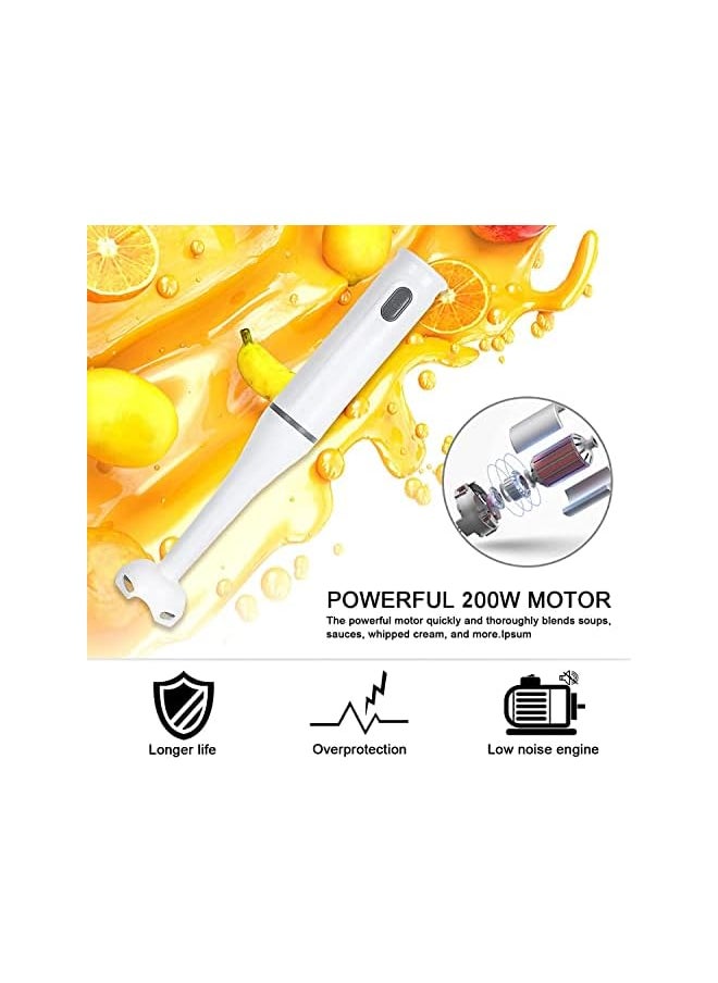 jiguoor - Stick Soup Blender Electric 200W Immersion Soup Blender Handheld Food Mixer For Kitchen, 2 Speed Handheld Stick Soup Blender For Sauce Soup Making, Baby Food Processing, White - Image 1