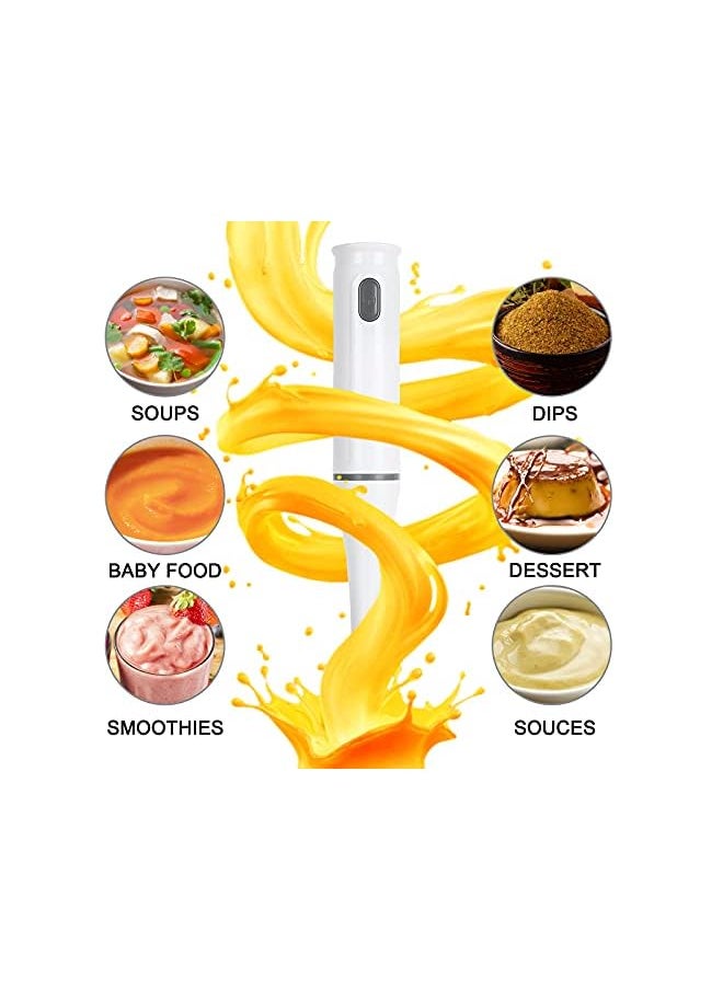 jiguoor - Stick Soup Blender Electric 200W Immersion Soup Blender Handheld Food Mixer For Kitchen, 2 Speed Handheld Stick Soup Blender For Sauce Soup Making, Baby Food Processing, White - Image 1