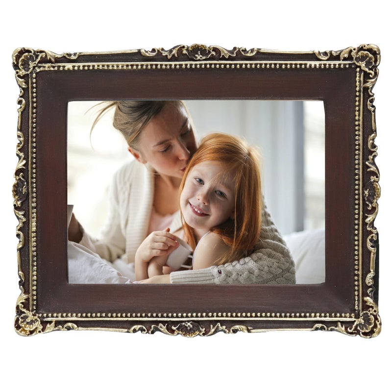 Hymmah 2.5 * 3.5inch Mini Wallet Picture Frame عتيقة إطار الصورة مزخرفة إطار راتنجات مصنوعة يدويًا مع معرض الصور اللوحي والجدار - Image 2