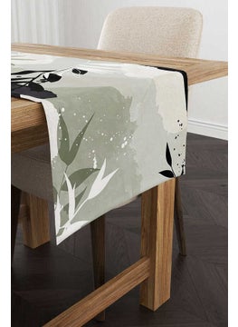 Cango Home Green Black Decorative Modern Leaf Patterned Digital Printed Runner CGH1117-RN  - Image 1