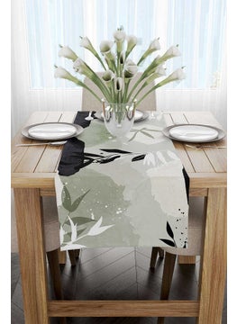 Cango Home Green Black Decorative Modern Leaf Patterned Digital Printed Runner CGH1117-RN  - Image 2