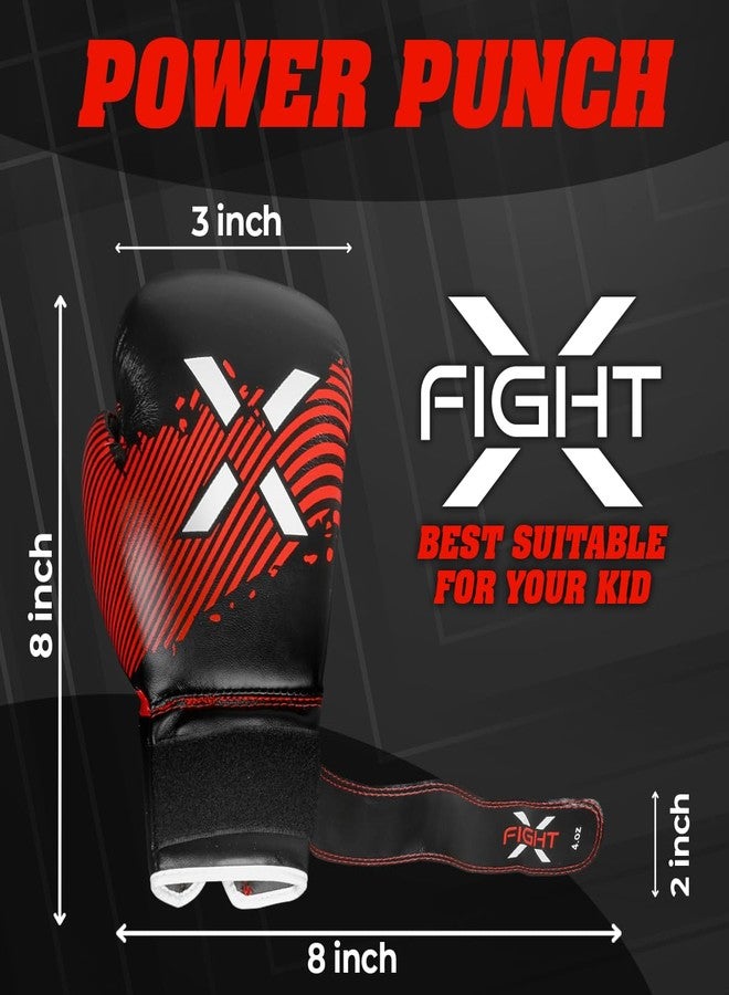 FightX Kids Boxing Gloves for 3-8 Years 4 6 Oz Training MMA Boys Girls Kickboxing Punching Gloves for Training, Punching Bag, Muay Thai, MMA (Red, 6oz) - Image 3