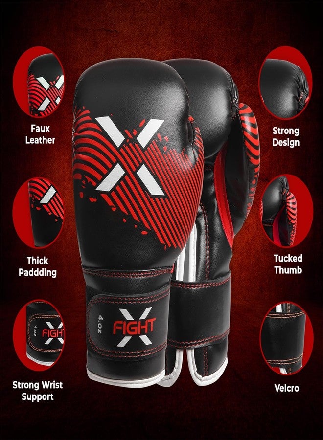 FightX Kids Boxing Gloves for 3-8 Years 4 6 Oz Training MMA Boys Girls Kickboxing Punching Gloves for Training, Punching Bag, Muay Thai, MMA (Red, 6oz) - Image 2