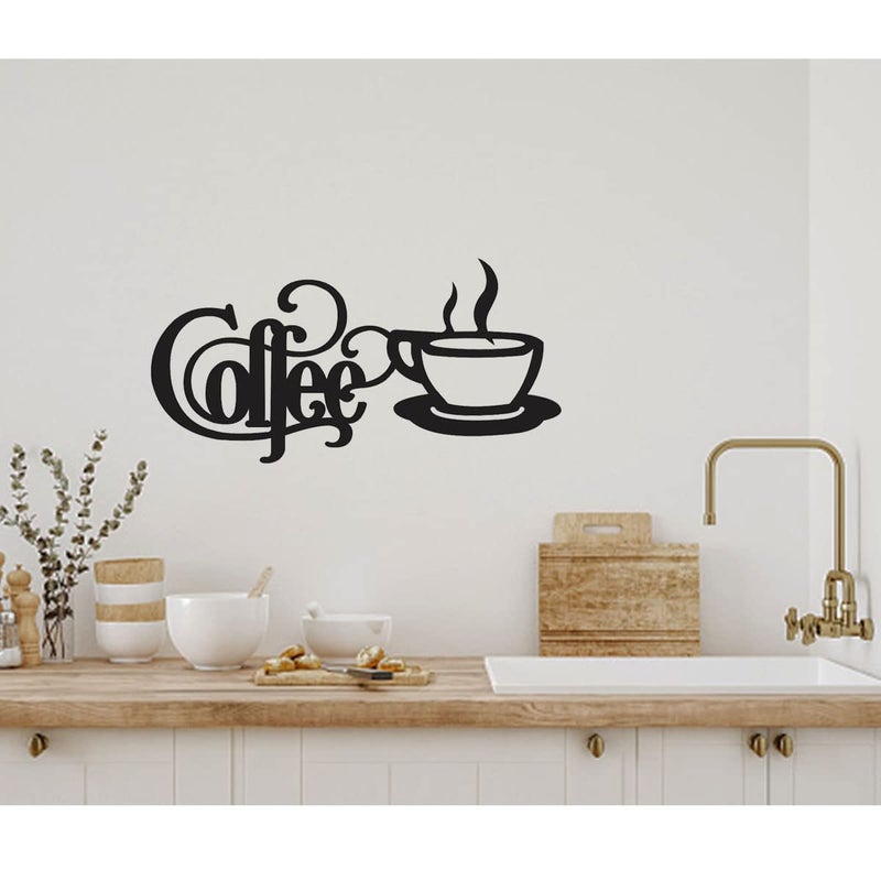 300Sparkles Coffee Cup Letter Wooden Wall Decoration Cutout Hanging Best For Home Living Room Dinning Area Kitchen Cafe Office Decoration For Coffee Lovers Decorative Item Black Style2 - Image 3