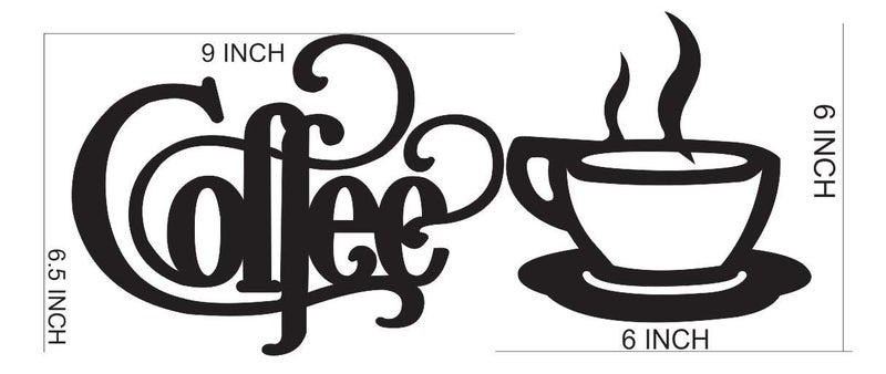 300Sparkles Coffee Cup Letter Wooden Wall Decoration Cutout Hanging Best For Home Living Room Dinning Area Kitchen Cafe Office Decoration For Coffee Lovers Decorative Item Black Style2 - Image 2