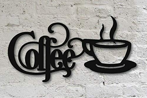 300Sparkles Coffee Cup Letter Wooden Wall Decoration Cutout Hanging Best For Home Living Room Dinning Area Kitchen Cafe Office Decoration For Coffee Lovers Decorative Item Black Style2 - Image 1