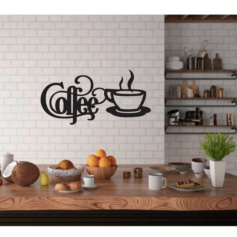 300Sparkles Coffee Cup Letter Wooden Wall Decoration Cutout Hanging Best For Home Living Room Dinning Area Kitchen Cafe Office Decoration For Coffee Lovers Decorative Item Black Style2 - Image 5