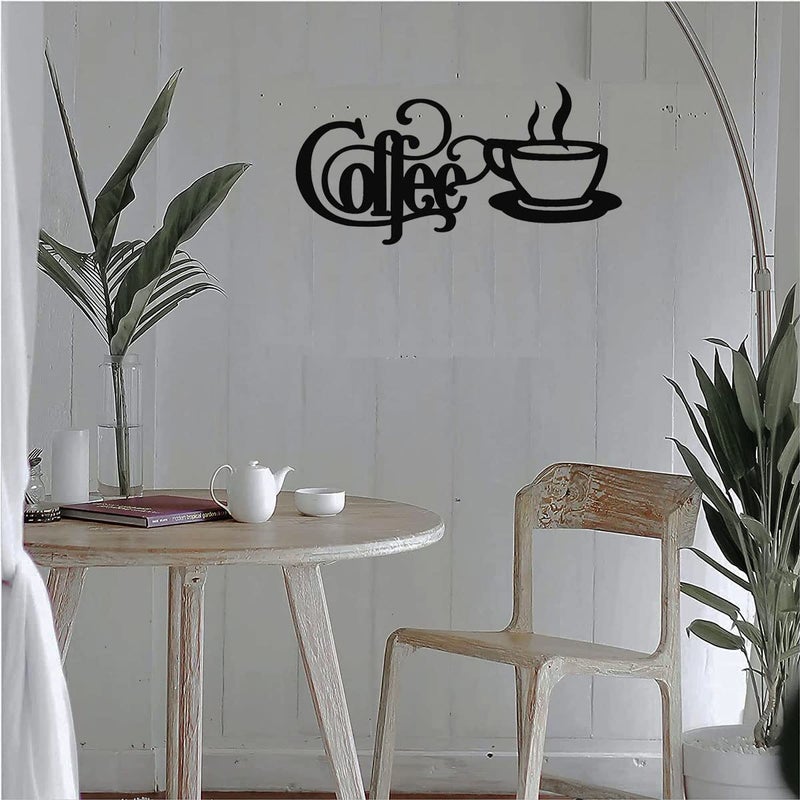 300Sparkles Coffee Cup Letter Wooden Wall Decoration Cutout Hanging Best For Home Living Room Dinning Area Kitchen Cafe Office Decoration For Coffee Lovers Decorative Item Black Style2 - Image 4