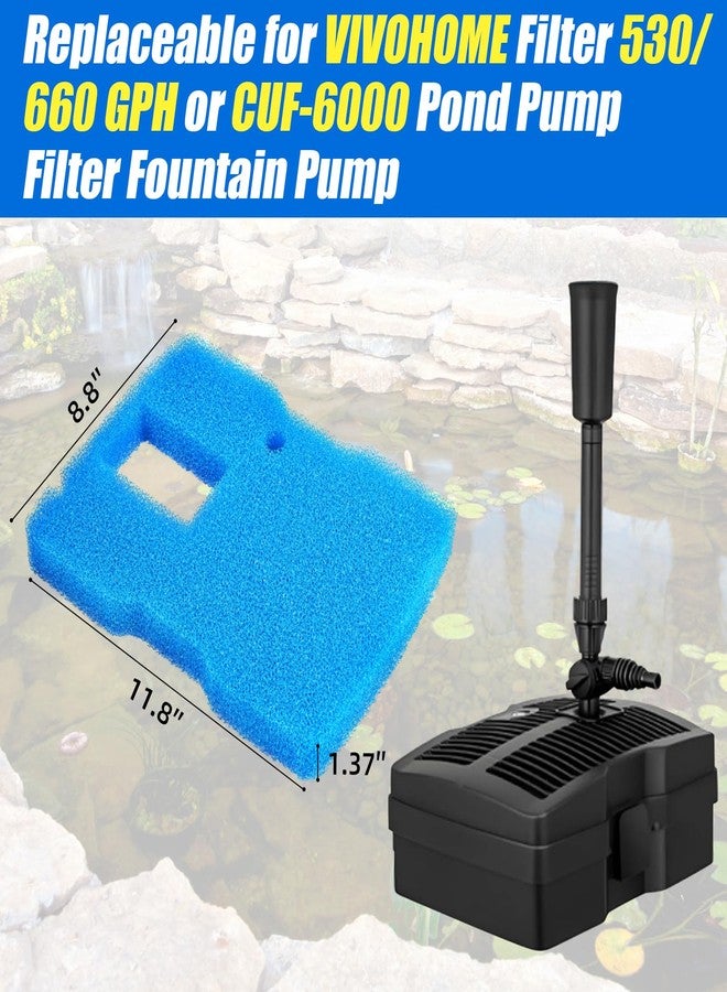 AQUANEAT Replacement Sponge Filter Pad Compatible with VIVOHOME 530/660 GPH or CUF-6000/6011 Pond Filter Pump Fountain (2pcs) - Image 3