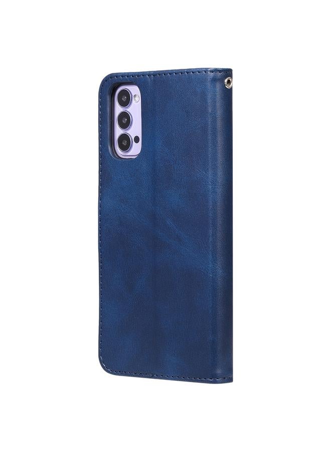 اس-توب جراب لهاتف OPPO Reno4 5G جراب جلدي أنيق بسحاب أفقي قابل للطي مع حامل وفتحات للبطاقات ومحفظة - Image 3