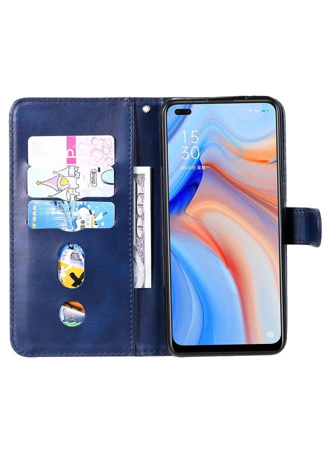 اس-توب جراب لهاتف OPPO Reno4 5G جراب جلدي أنيق بسحاب أفقي قابل للطي مع حامل وفتحات للبطاقات ومحفظة - Image 4