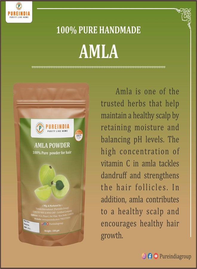 PureIndia Amla Powder for Hair - 100gm | Stop Hairfall | Gooseberry for Long Black Hair Growth | Natural Color - Image 4