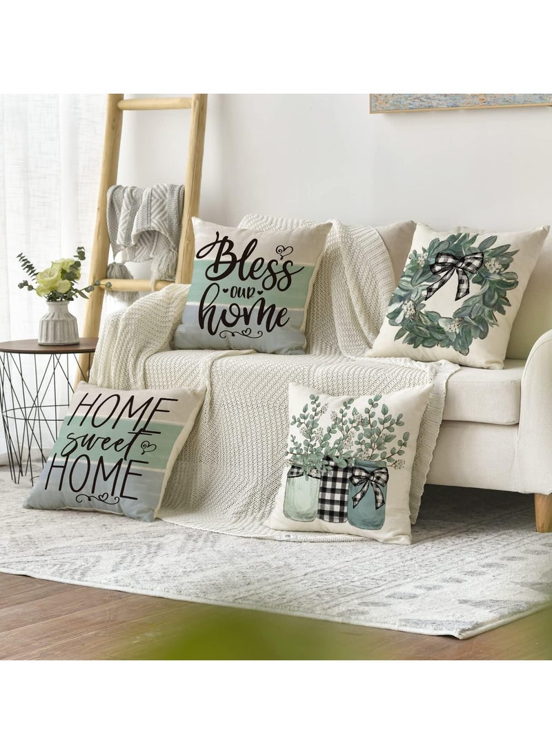 عام "أغطية وسائد، 4 قطع مقاس 45 سم بأذان الخروف من شجرة الكينا، أغطية وسائد للأريكة المنزلية، قابلة للغسل من مادة البولي إيثيلين" - Image 2