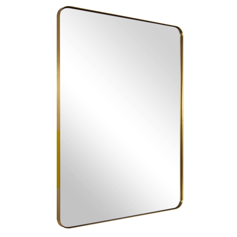 ANDY STAR Gold Bathroom Mirror 24x36 Brushed Brass Rectangle Metal Frame Mirror for Bathroom Modern Rectangular Wall Mounted Mirror for Vanity