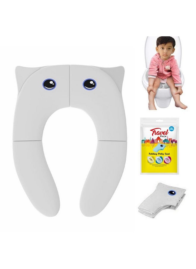 Techhark TechHark Plastic Baby Potty Training Toilet Seat for Boys and Girls Kids, Non-Slip with Splash Guard, Fits Round&Oval Toilets, (Travel White) Pack of 1  - Image 2
