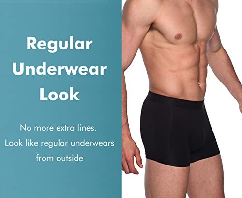 AIRCUTE Washable Absorbent Urinary Incontinence Underwear for Men, Soft Leak Proof Boxer Briefs for Bladder Leakage 60ML (Medium, Black) - Image 4