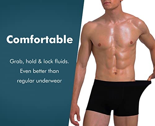 AIRCUTE Washable Absorbent Urinary Incontinence Underwear for Men, Soft Leak Proof Boxer Briefs for Bladder Leakage 60ML (Medium, Black) - Image 3