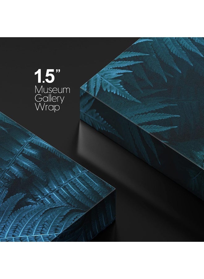 wall26 Canvas Print Wall Art Dark Blue Palm Leaves Deep in Forest Nature Plants Digital Art Modern Art Tropical CloseUp Relax/Calm Blue and Black for Living Room, Bedroom, Office - 16x24 inches - Image 4
