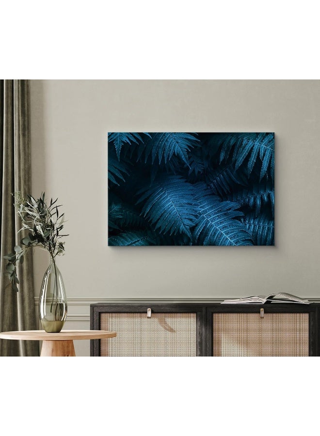 wall26 Canvas Print Wall Art Dark Blue Palm Leaves Deep in Forest Nature Plants Digital Art Modern Art Tropical CloseUp Relax/Calm Blue and Black for Living Room, Bedroom, Office - 16x24 inches - Image 2