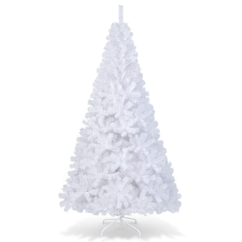 COSTWAY 7FtArtificialPVCChristmasTreeWStandHolidaySeasonIndoorOutdoorWhite