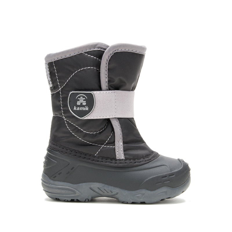 Kamik Kids Snowbug 5 Winter Snow Boot Waterproof Nylon Adjustable Strap Vegan Friendly Warm Insulated, Black - 5 Toddler - Image 2