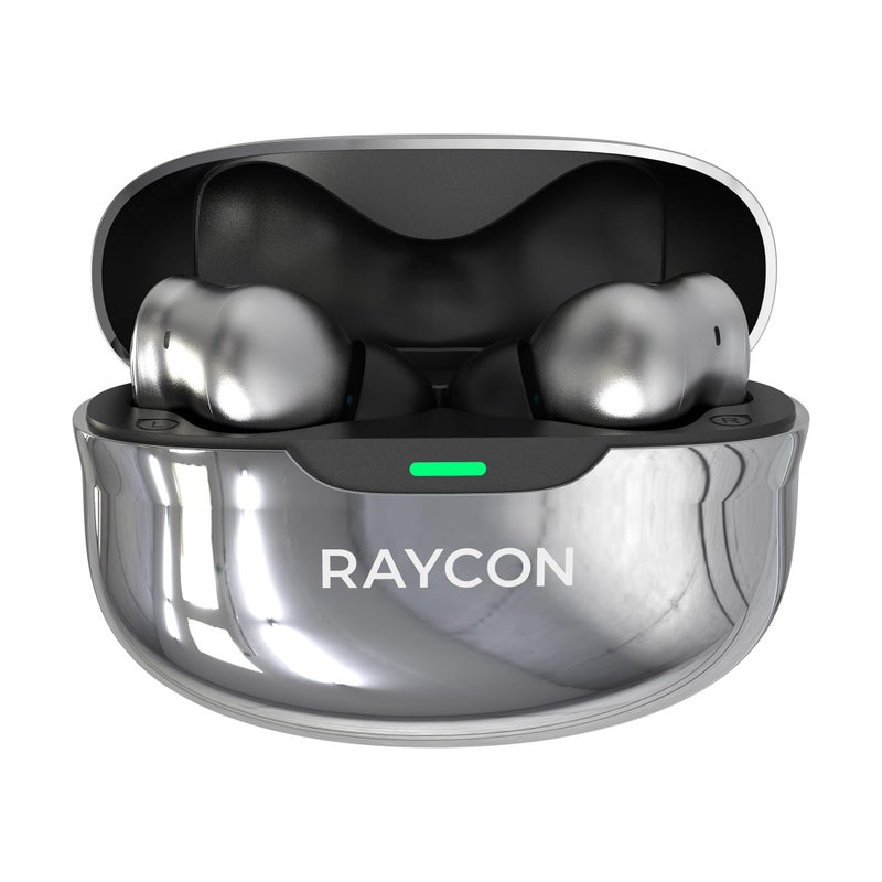 Raycon Pro Earbuds Wireless Bluetooth + 6 Microphones with Hybrid Active Noise Canceling, Sweat & Water-Resistant Earphones, Premium Wireless Ear Buds Bluetooth 40 Hours Playtime (Silver) - Image 2