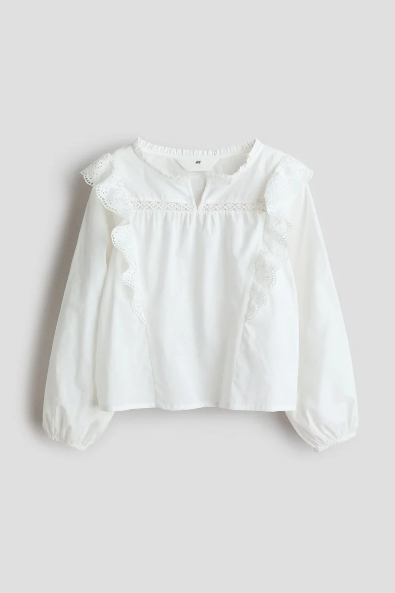H&M Frill-trimmed cotton blouse