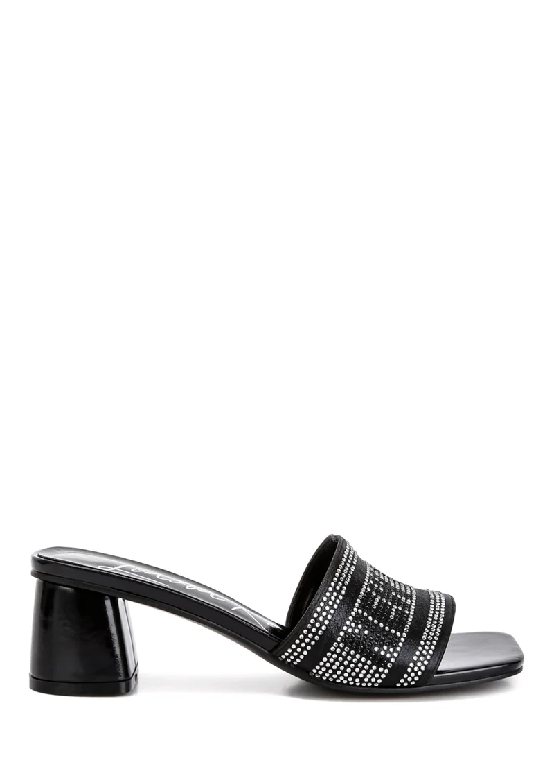 London Rag Diamante Embellished New York Sandals in Black