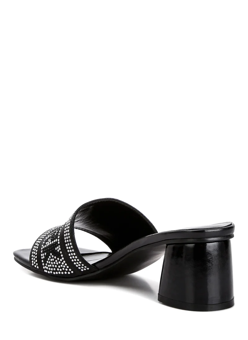 London Rag Diamante Embellished New York Sandals in Black