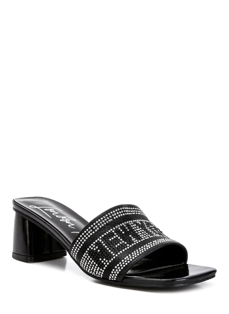 London Rag Diamante Embellished New York Sandals in Black