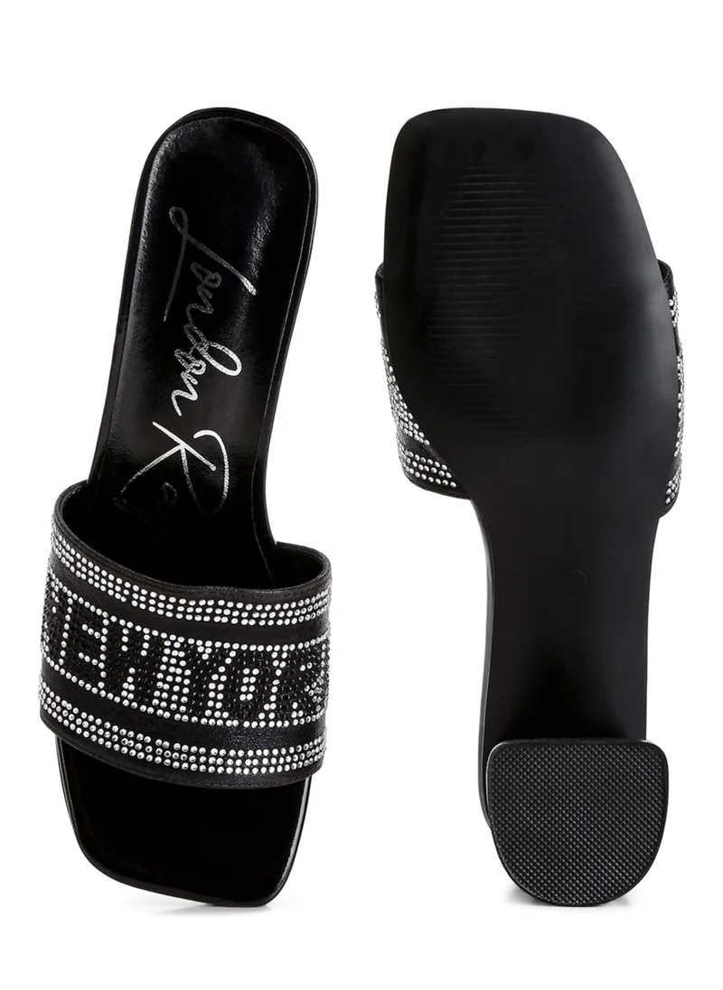 London Rag Diamante Embellished New York Sandals in Black