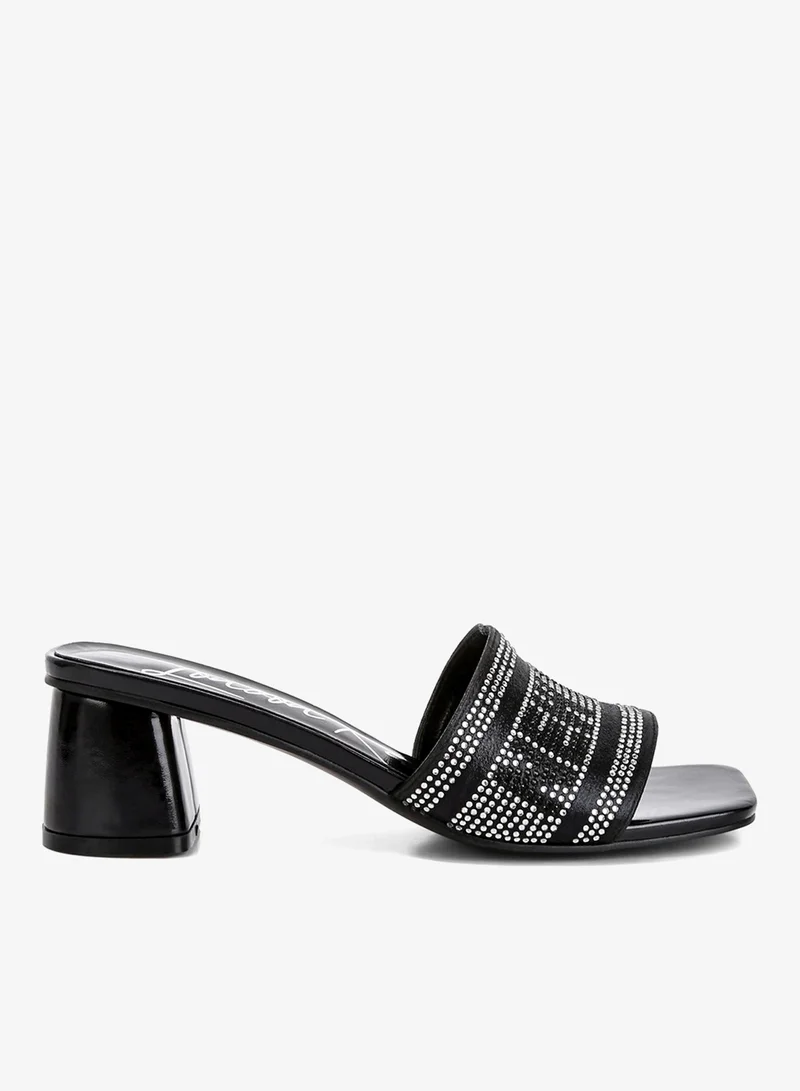 Diamante Embellished New York Sandals in Black