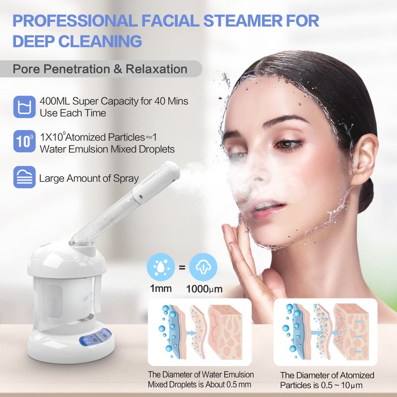Kingsteam Facial Steamer - Ozone Steamer with Extendable Arm - Professional Nano Ionic Facial Steamer for Deep Cleaning - Portable for Personal Care Use at Home or Salon - Image 3
